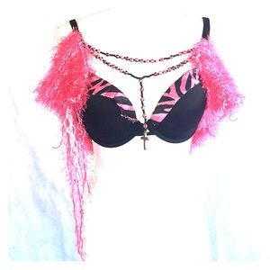 Lexa Vonn Pink & black rosary bra shrug and cuff